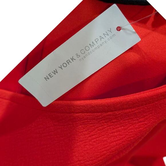 New York & Company Quarter Sleeve Back Zip Red Sheath Dress - M - Picture 8 of 11